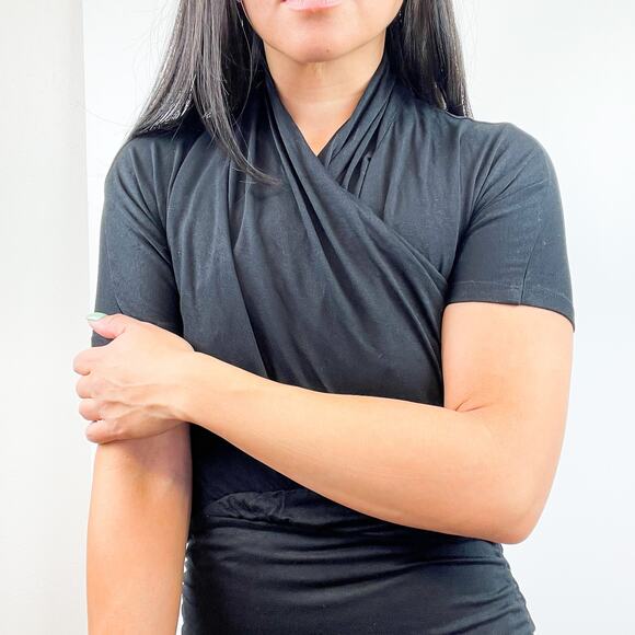 NWT French Connection Size 6 Jersey Stretch Ruched Bodycon Mini Dress Black - Picture 9 of 12